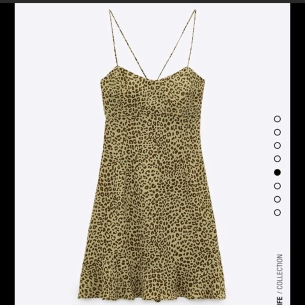 A green leopard print dress from Zara xs